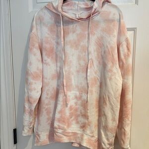 Caslon Pink and White Tie-Dye Hoodie Sweater